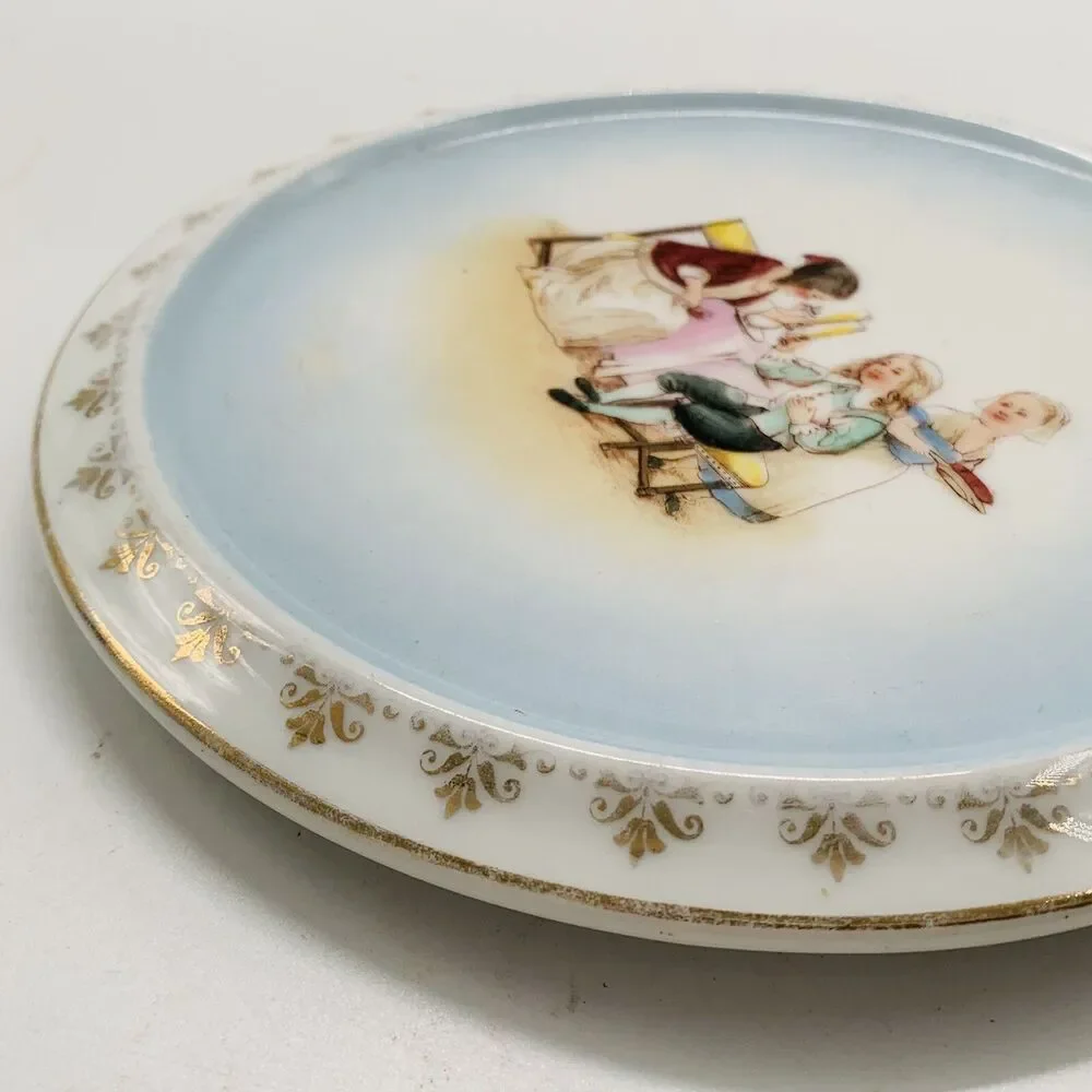 ANTIQUE KPM GERMANY Porcelain Teapot Stand Trivet Ladies 6.75 in